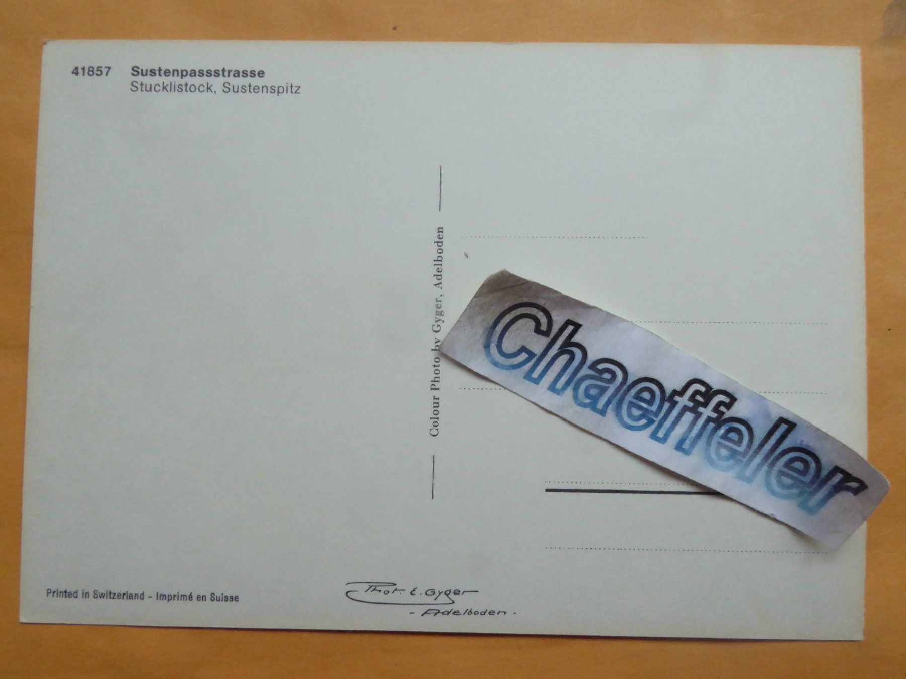 Cartoline postali: Sustenstrasse, Stucklistock, – Usato da Zürich venduto da Chaeffeler 1