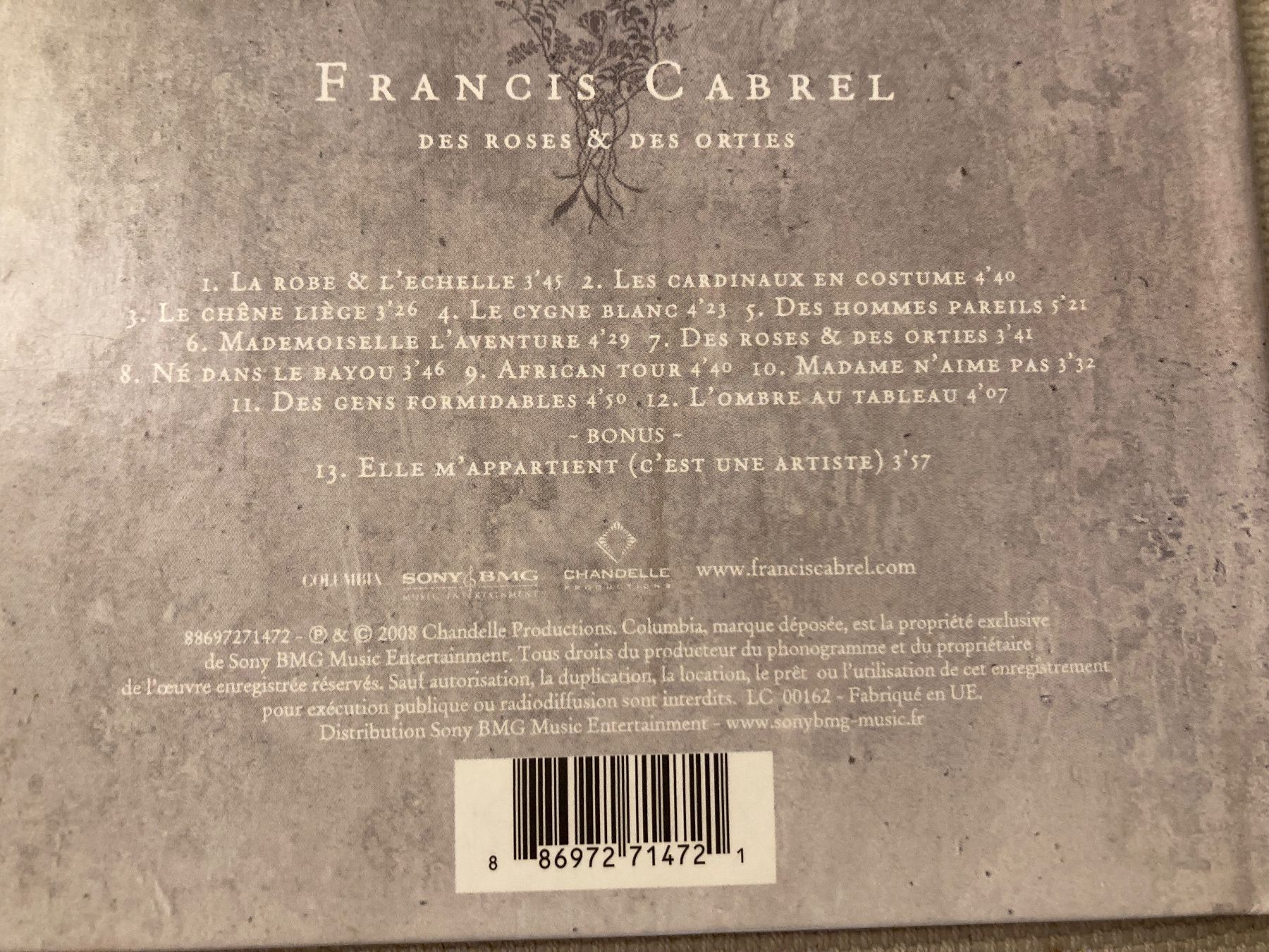 CD: CD,  Francis Cabrel, Des Roses & Des Orties – Usato da Baden venduto da Yoyo1 1