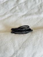 Bracelet noir strass élégant occasion