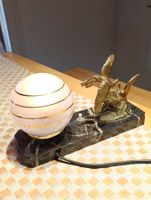 Art Deko Tischlampe Zinnguss Glas um 1930j Top