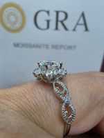 Bague argent avec diamant de moissanite de 1 ct certifié GRA