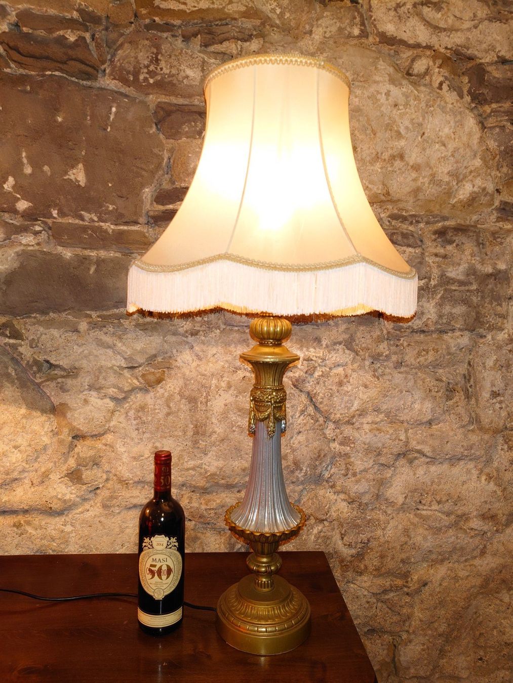 Lampade: Grosse exklusive Tischleuchte mit Seidenschirm um 1900 – Usato da Zürich venduto da Rst7 3