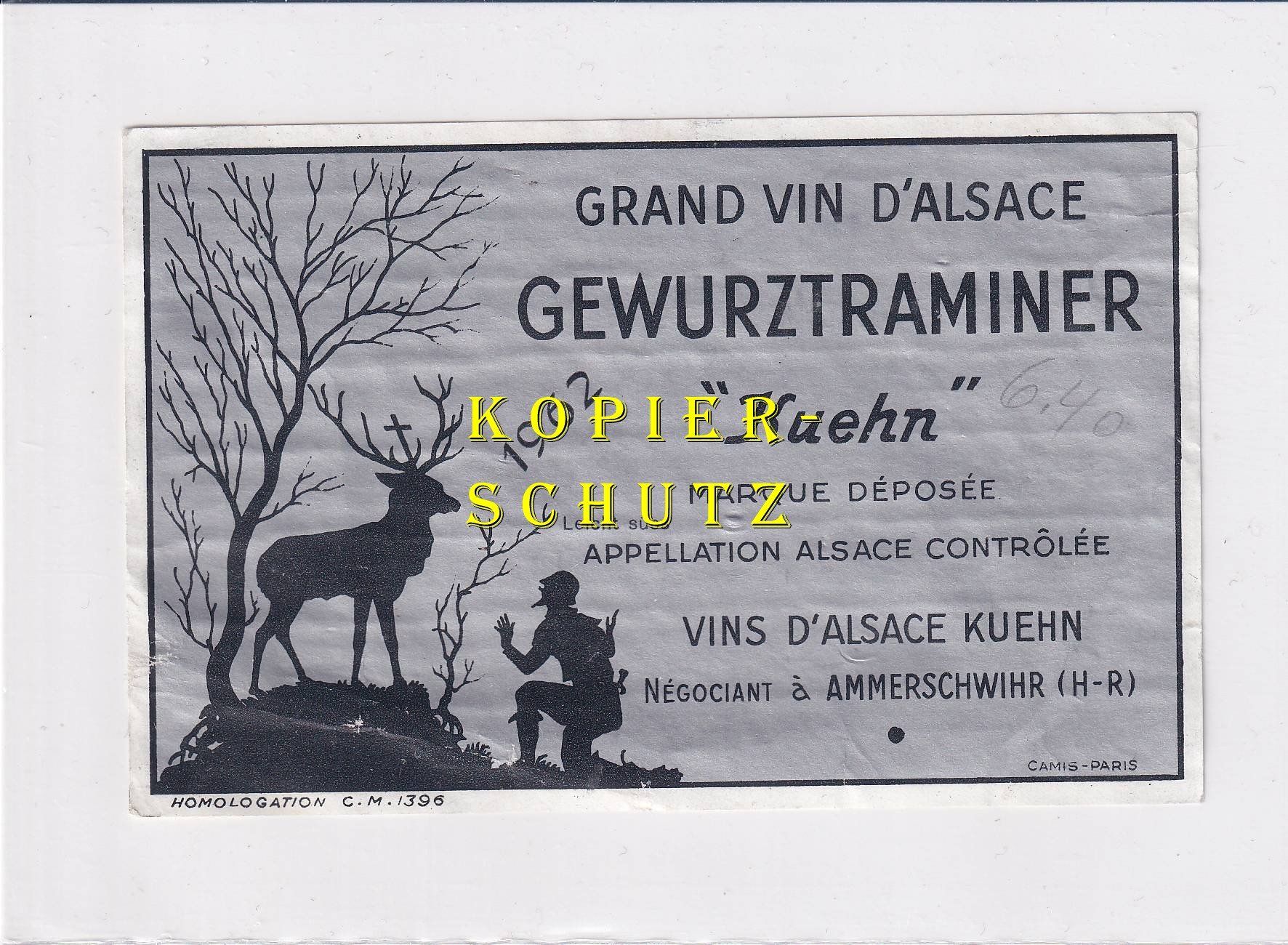 Papier: Etikette - Gewürztraminer "Kuehn" 1962 /bd – D'occasion à Hombrechtikon par Rudolf07