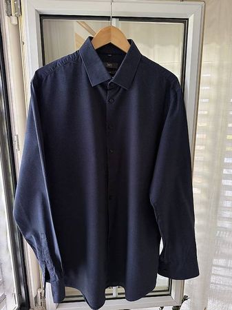 Jake's Slim Fit Hemd - Navy Blau - Große 43/44