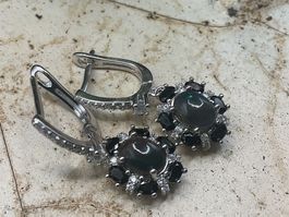 Ohrhänger Sterlingsilber mit schwarzen Opalen