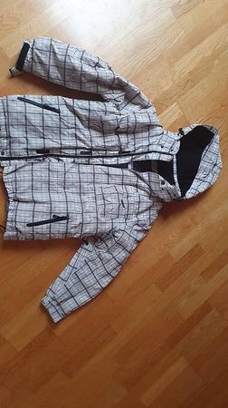 Skijacke weiss/ hellgrau kariert 152