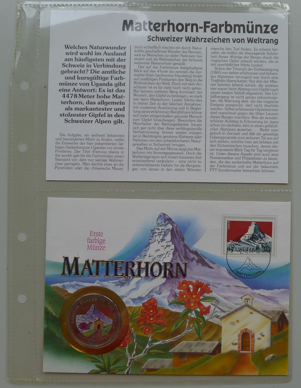 Tutti le monete: 1994: Numisbrief: Schweizer Berge - Matterhorn mit Nr.434 – Usato da Sursee venduto da Luzernerraute 4