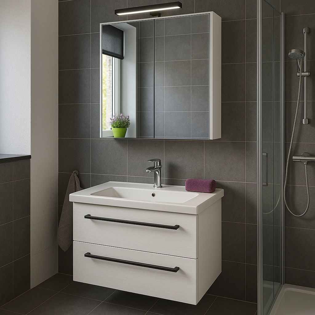 Mobili per bagno: Neues Badezimmer-Set, Breite 65 cm mit Spiegelschrank – Nuovo e nell'imballaggio originale da Root venduto da Lavaline