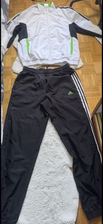 Adidas Trainingsanzug weiss schwarz grün Grösse XL gebraucht