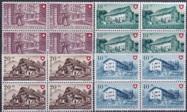 1949, Pro Patria B42-B45 Viererblöcke */**: Kat: 42.-+