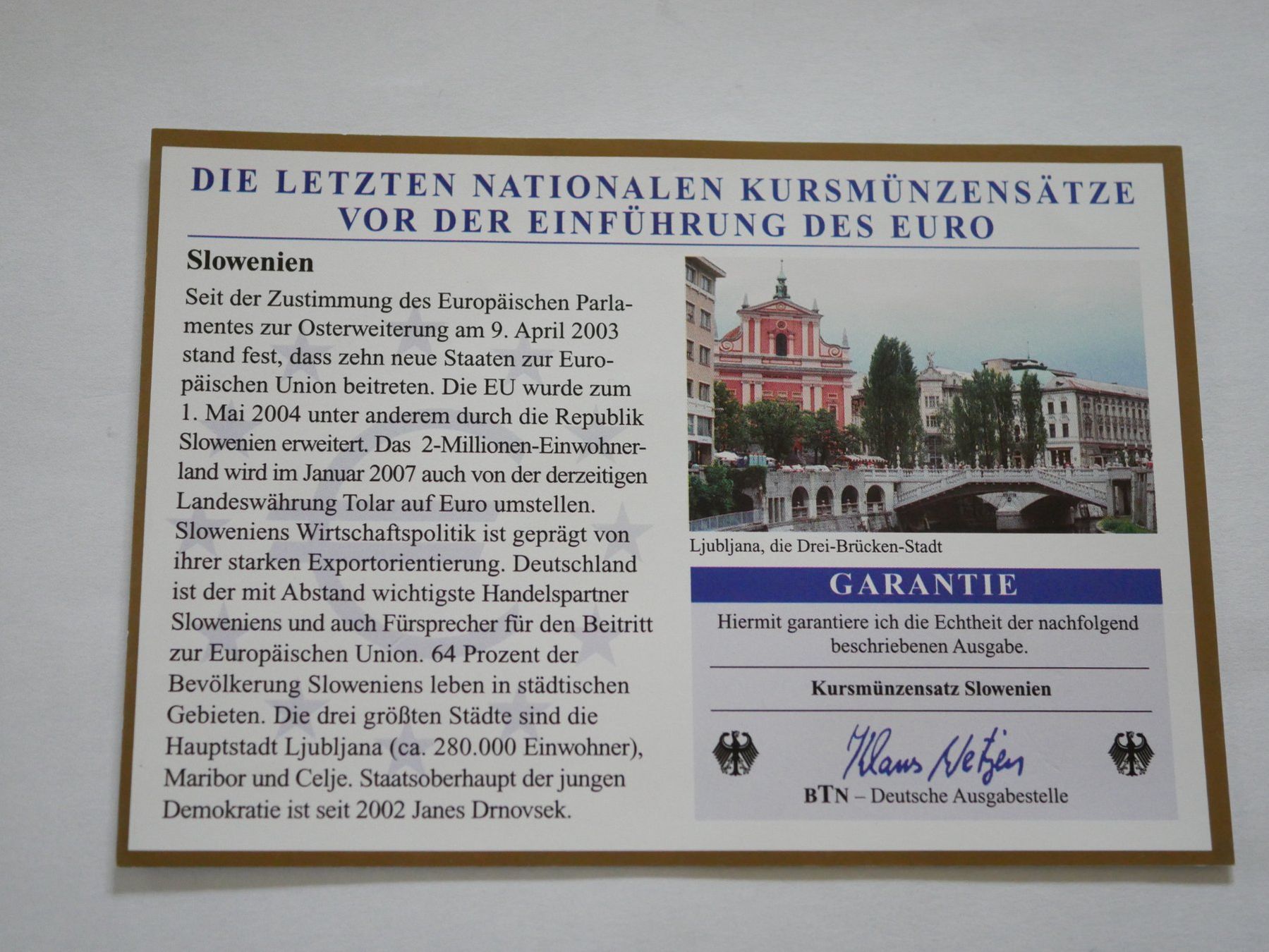 Tutti le monete: Münzsatz Slowenien ***TOP*** – Nuovo e nell'imballaggio originale da Kreuzlingen venduto da Samson01 2