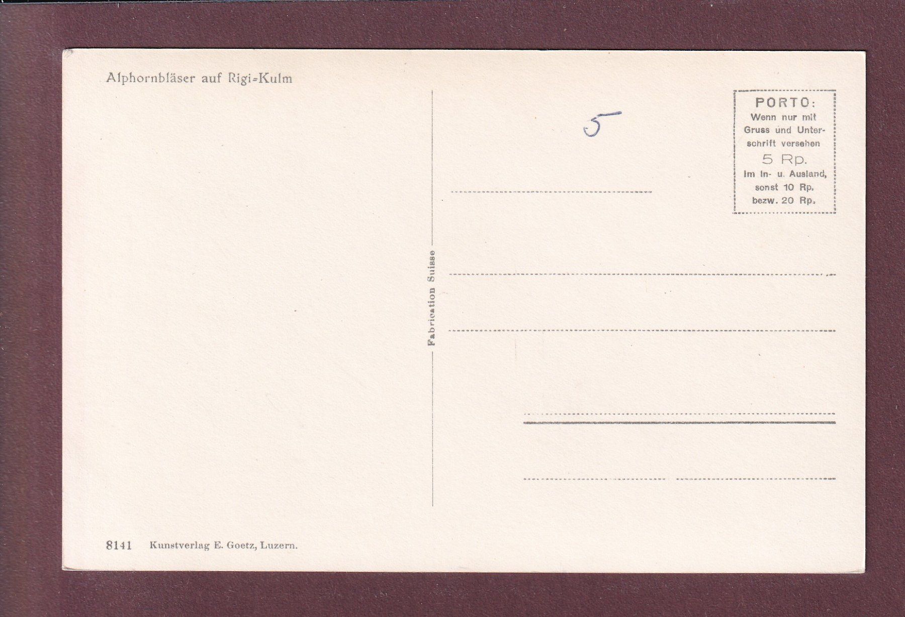 Cartes postales: RIGI-KULM - Alphornbläser – D'occasion à Pully par nicecards 1