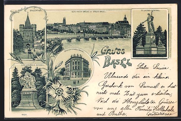 Ansichtskarten: Litho Basel, Spalenthor, Strassburger De – Gebraucht aus Berlin von bartko-reher