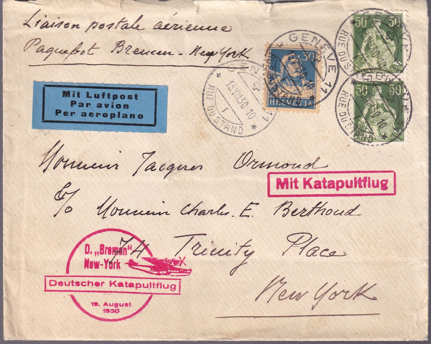 Alle Briefmarken: KATAPULTFLUG "Bremen" LHB.KF.10 – Gebraucht aus geneve von philatelie-marchand