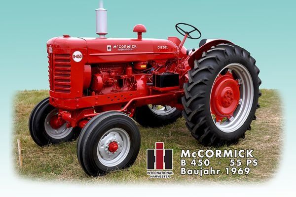 Trattori: Blechschild-MC CORMICK TRAKTOR B 450 - 1969 – Nuovo e nell'imballaggio originale da Rupperswil venduto da big-one-sale
