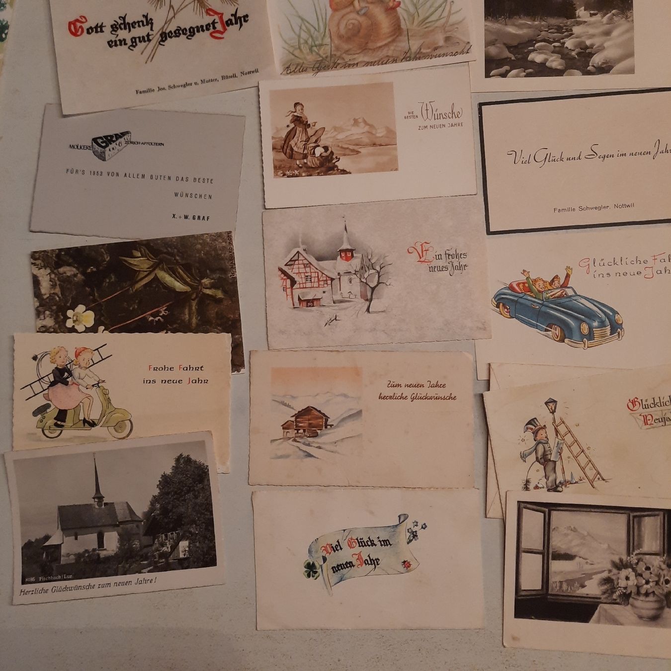 Cartoline: Sammlung kleine Neujahrskarten von ca. 1950 – Usato da Nottwil venduto da mar_jqm7 2
