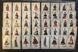 Spanien 1967-71 Trachten 6 Ptas Riesenposten MNH (38 Stk.)