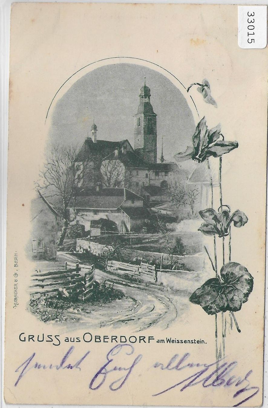Cartoline postali: Gruss aus Oberdorf SO - Kirche - Jugendstil – Usato da Ettingen venduto da Kartenplanet