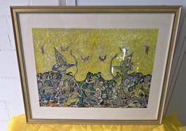 Thailand Kunst – Ramayana Szene, handgemalt, gerahmt