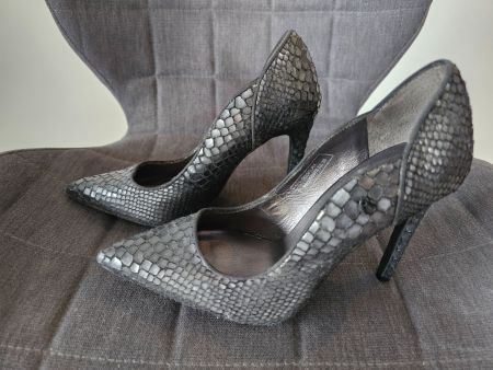 Escarpins "Replay" en cuir gris anthracite façon python