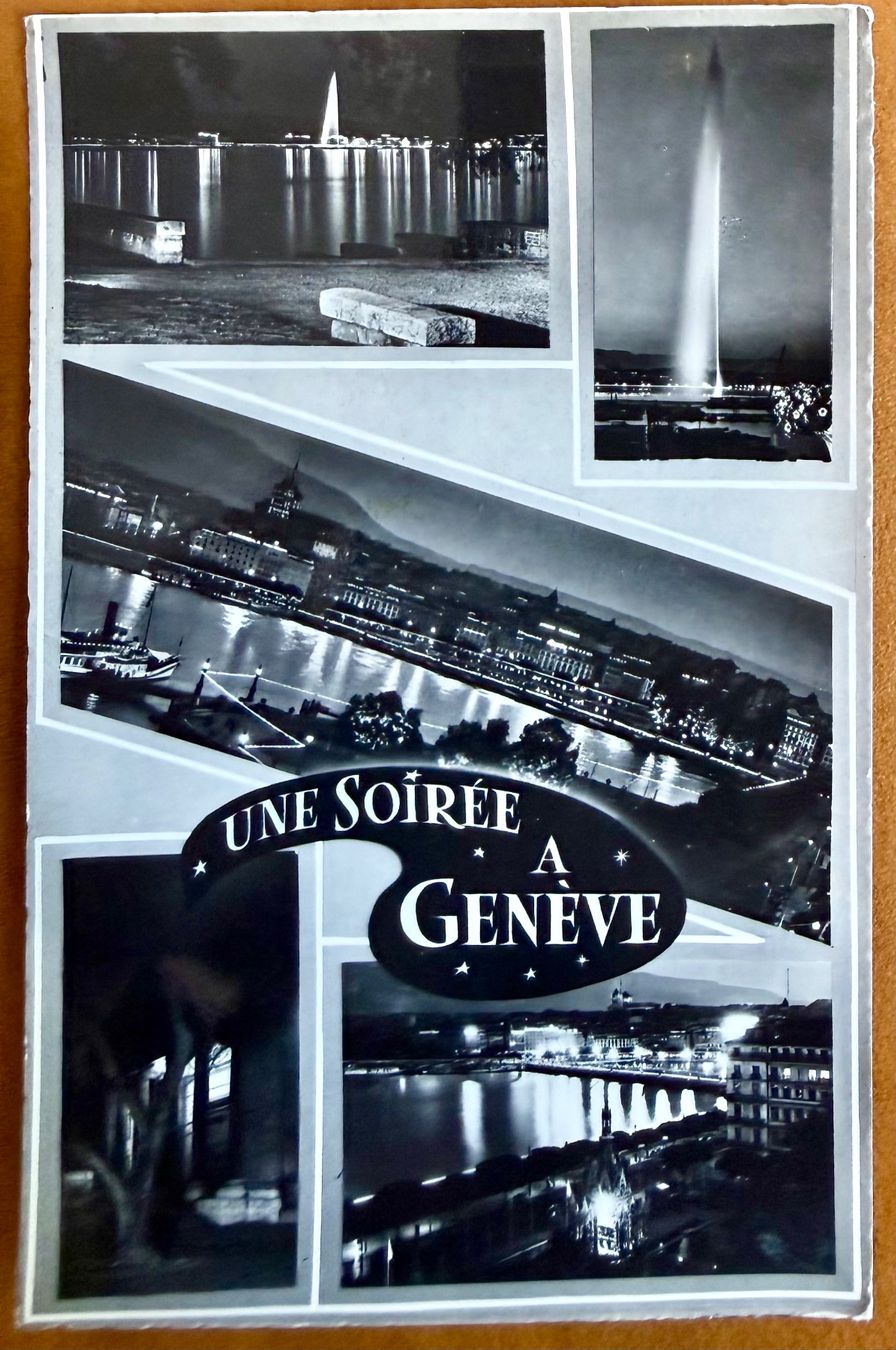 Cartes postales: Genève - Multivue, une soirée à Genève – D'occasion à Lutry par Ediego