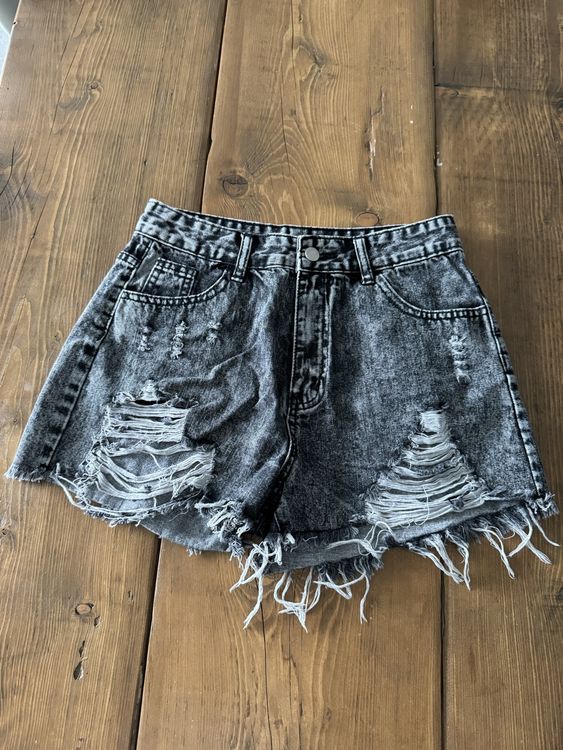 Short Décontracté En Jean Déchiré Pour Femme - Taille Haute, Coton élastique, été Casual