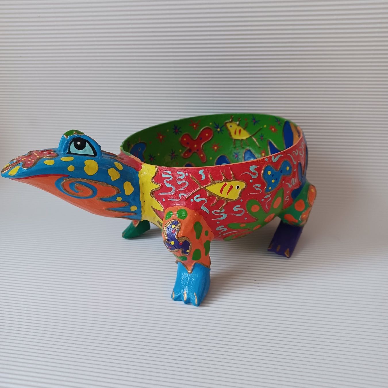 Sculture & Statue: SCHILDKRÖTE. Bunt gemalte Kunstschale. – Usato da Zürich venduto da Bellabo 3