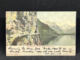 Axenstrasse mit Flüelen u.d. Bristenstock