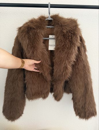 Indefeir faux fur jacket brown new with tags