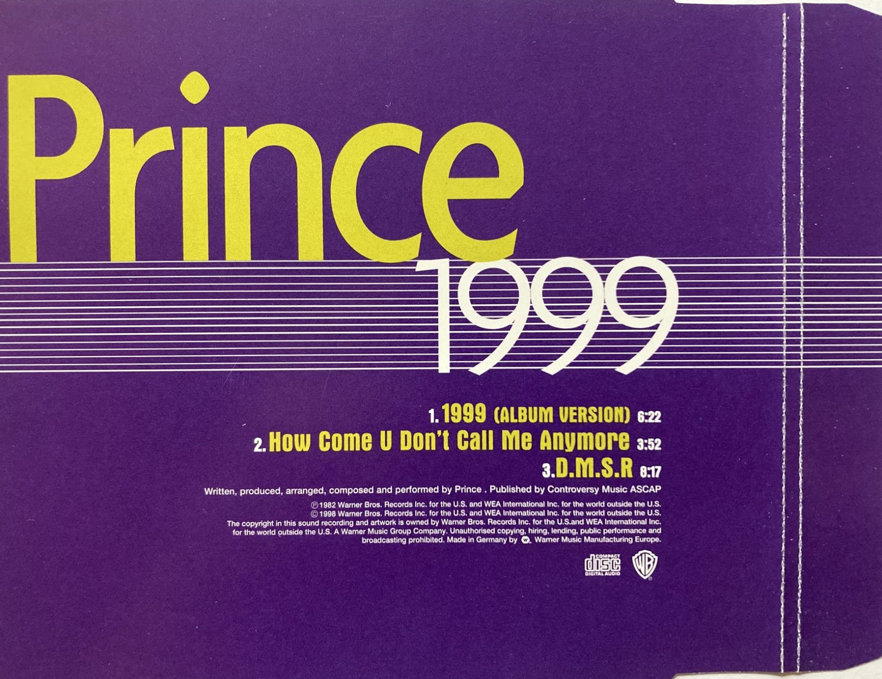 CD: PRINCE - 1999 – Usato da Bottens venduto da hotter-than-hell 1
