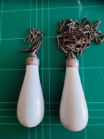 2 Antike Porzellangriffe für Toilettenspülung mit Kette