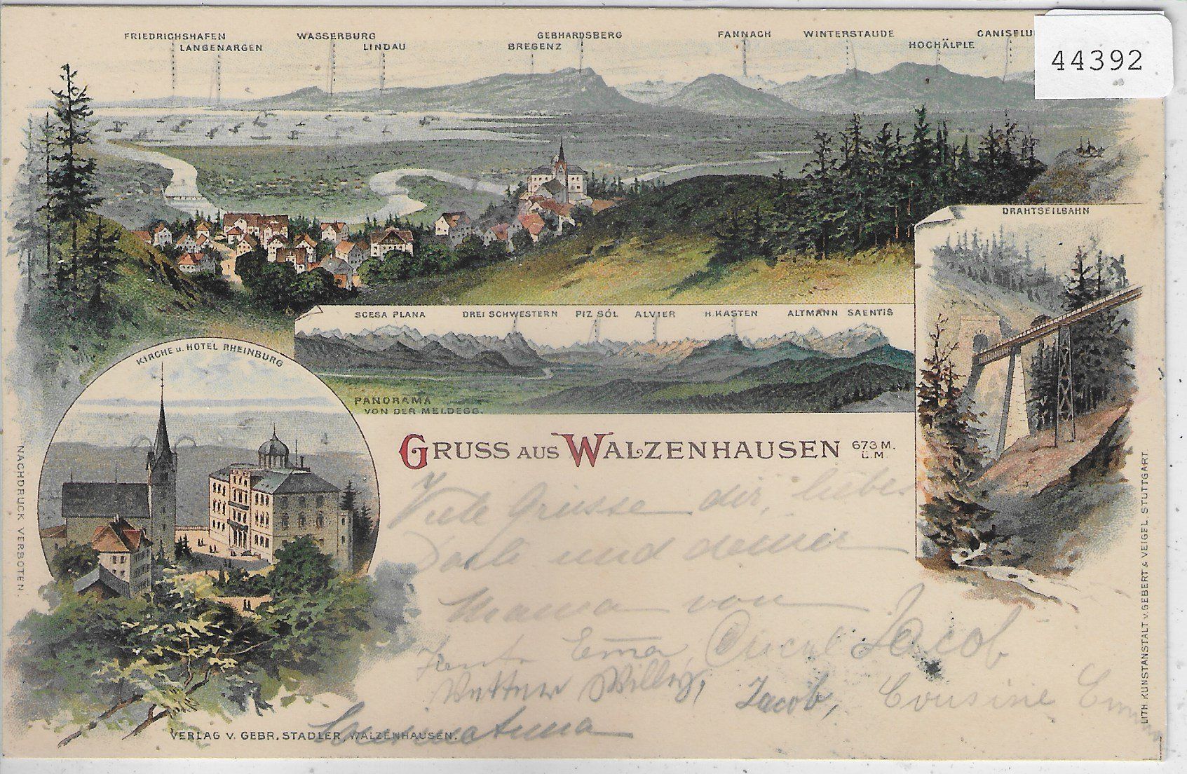 Cartoline postali: Gruss aus Walzenhausen - Litho – Usato da Ettingen venduto da Kartenplanet