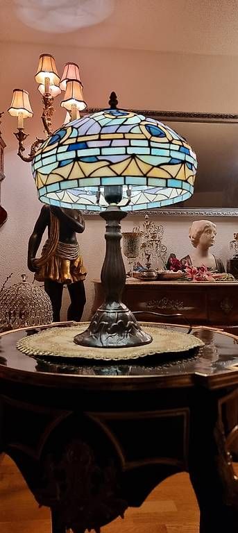 Lampade: Tiffany Lampe, schillernde Farben, Azurblau – Nuovo (secondo la descrizione) da Kaufdorf venduto da Nati-Nati 3