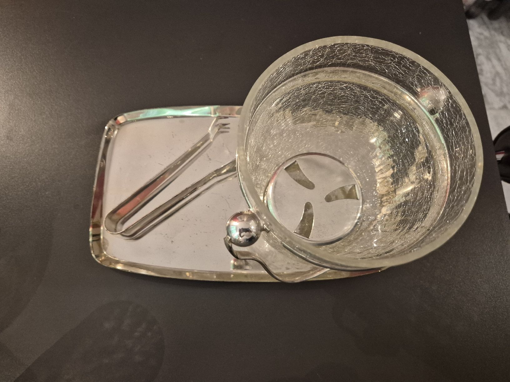 Bicchieri: 50er Jahre Cocktail-Shaker aus Craquele Glas, versilbert – Usato da Baden venduto da mapo1971 2
