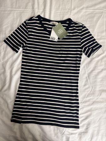 H&M gestreiftes T-Shirt XS Bio-Baumwolle