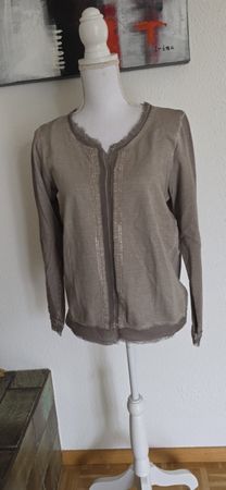 Langarmshirt cpm braun mit Strasssteinen Grösse 38