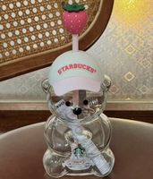 Starbucks Bär Trinkflasche Glas mit Deckel neu