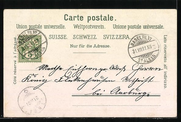 Cartoline postali: AK Basel, Universitäts-Bibliothek, 1901 – Usato da Berlin venduto da bartko-reher 1