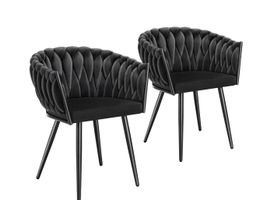 2er Set Esszimmerstuhl Astano schwarz gepolstert