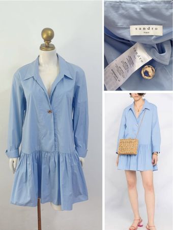 Sandro Cotton Blue Dress