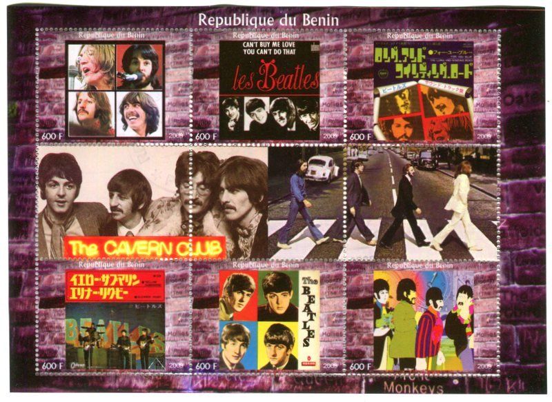Alle Briefmarken: Block "The Beatles". Benin – Neu und originalverpackt aus Basel von Butsch5