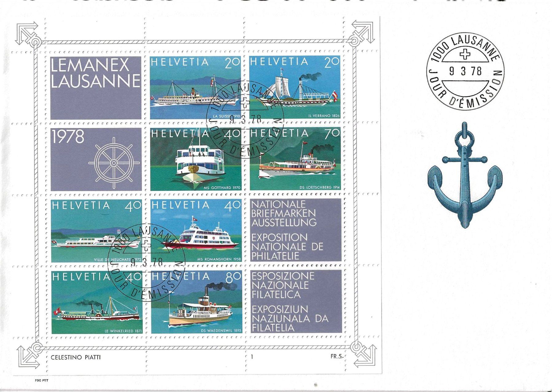 Tutti i francobolli: FDC Lemanex Block 1978 – Usato da Zürich venduto da Philacat11