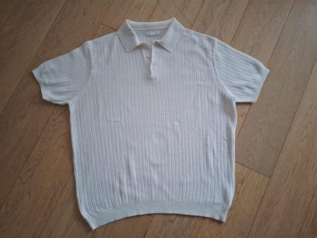 ZARA Herren Strick-Polo Gr. M – Weiss / Creme