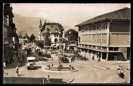 AK Interlaken, Bahnhofstrasse und Postgebäude