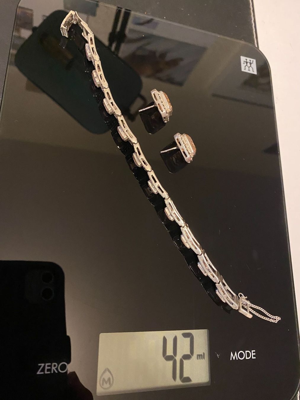 Orecchini pendenti & Orecchini a lobo: silber Armband + Ohrringe, rosé Glassteine – Usato da Birrwil venduto da flint54 3