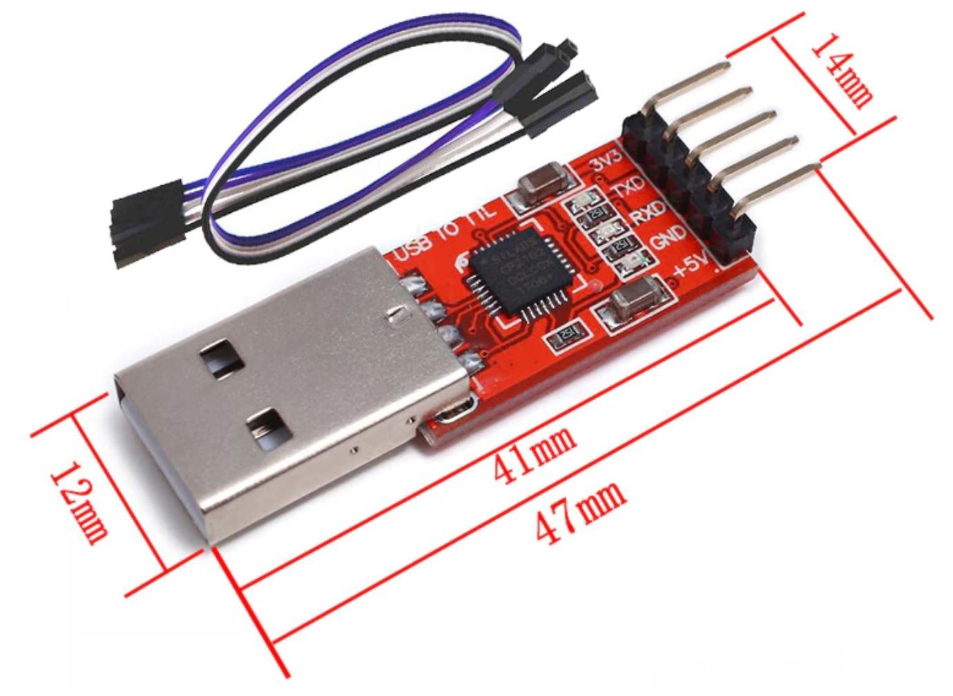Unità & Adattatore: CP2102 USB To RS232 TTL Adapter Modul – Usato da Sursee venduto da allduino 1