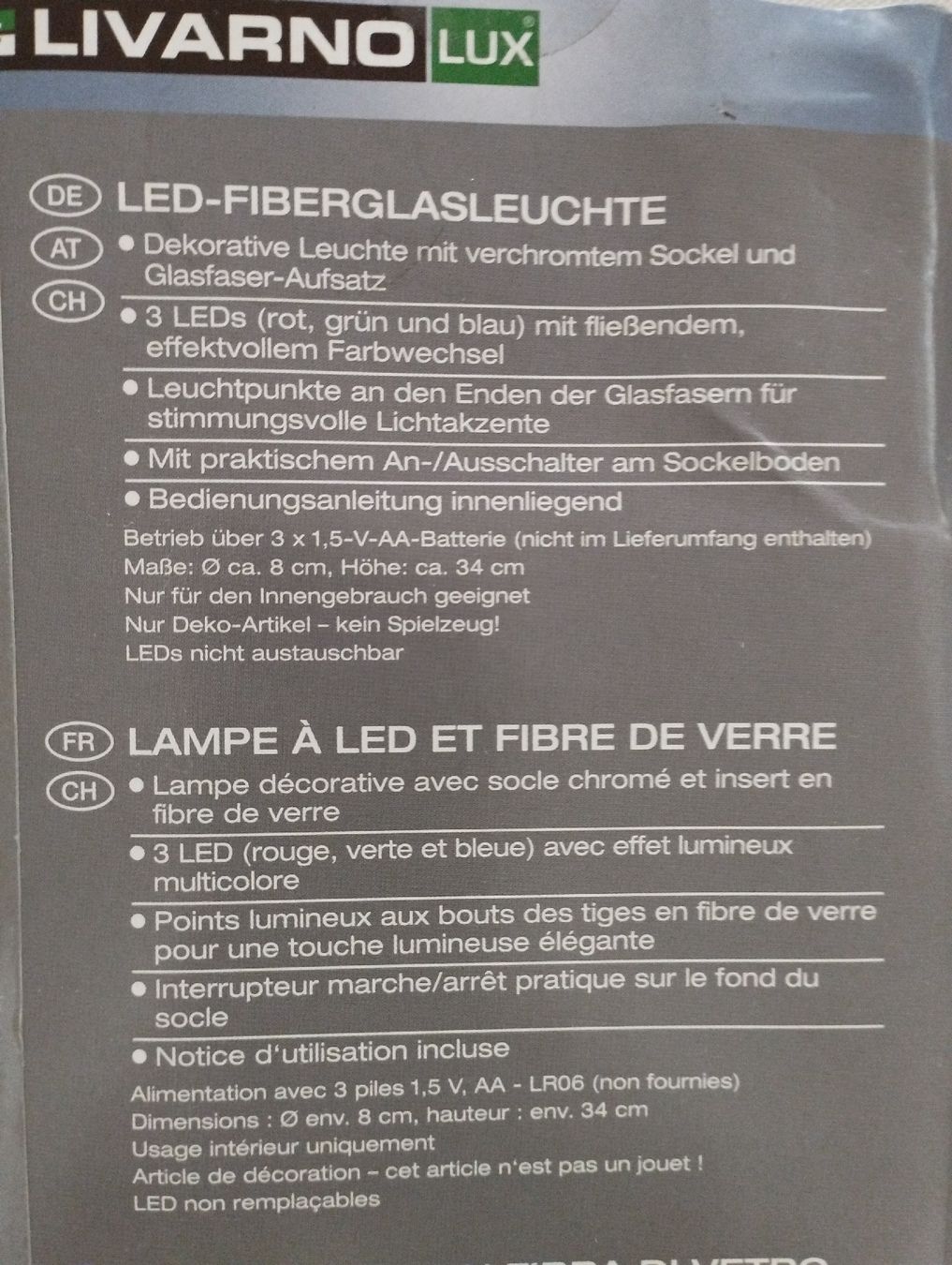 Tutte le decorazioni: LED-Fiberglasleuchte mit Farbwechsel, Deko-Leuchte – Nuovo e nell'imballaggio originale da Hallwil venduto da cao_x7wb 3