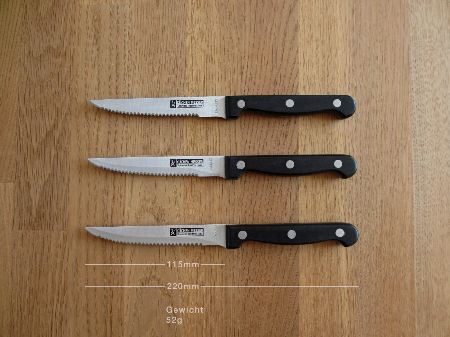 Coltelli da cucina: 3 Küchenmesser / Steakmesser / Pizzamesser NEU – Nuovo (secondo la descrizione) da Winterthur venduto da Nooitgedagt 1
