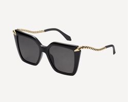 Stylish Bvlgari Serpenti Sunglasses, Black Frame, Gold