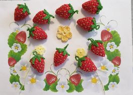 1 Stk Erdbeere gehäkelt, fragola uncinetto, crochet 974
